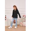 imageImily Bela Girls Button Up Hoodies Casual V Neck Long Sleeve Pullover Sweatshirts Tunic TopsBlack