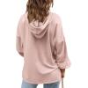 imageImily Bela Girls Button Up Hoodies Casual V Neck Long Sleeve Pullover Sweatshirts Tunic TopsPink