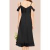 imageImily Bela Girls Cold Shoulder Junior Bridesmaid Dresses Asymmetrical Chiffon Wedding Party Gown DressBlack