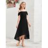imageImily Bela Girls Cold Shoulder Junior Bridesmaid Dresses Asymmetrical Chiffon Wedding Party Gown DressBlack