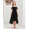 imageImily Bela Girls Cold Shoulder Junior Bridesmaid Dresses Asymmetrical Chiffon Wedding Party Gown DressBlack