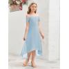 imageImily Bela Girls Cold Shoulder Junior Bridesmaid Dresses Asymmetrical Chiffon Wedding Party Gown DressBlue