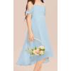 imageImily Bela Girls Cold Shoulder Junior Bridesmaid Dresses Asymmetrical Chiffon Wedding Party Gown DressBlue