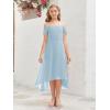 imageImily Bela Girls Cold Shoulder Junior Bridesmaid Dresses Asymmetrical Chiffon Wedding Party Gown DressBlue