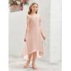 imageImily Bela Girls Cold Shoulder Junior Bridesmaid Dresses Asymmetrical Chiffon Wedding Party Gown DressPink