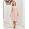 imageImily Bela Girls Cold Shoulder Junior Bridesmaid Dresses Asymmetrical Chiffon Wedding Party Gown DressPink