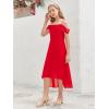 imageImily Bela Girls Cold Shoulder Junior Bridesmaid Dresses Asymmetrical Chiffon Wedding Party Gown DressRed