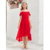 imageImily Bela Girls Cold Shoulder Junior Bridesmaid Dresses Asymmetrical Chiffon Wedding Party Gown DressRed