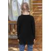 imageImily Bela Girls Ribbed Long Sleeve Shirts Cute Round Neck Knit Top Ruffle T Shirt with Side SlitBlack