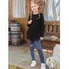 imageImily Bela Girls Ribbed Long Sleeve Shirts Cute Round Neck Knit Top Ruffle T Shirt with Side SlitBlack