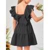 imageImily Bela Girls Square Neck Summer Dress Ruffle Sleeve Aline Swing Casual Party Mini Dresses 514 YearsBlack