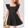 imageImily Bela Girls Square Neck Summer Dress Ruffle Sleeve Aline Swing Casual Party Mini Dresses 514 YearsBlack