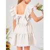 imageImily Bela Girls Square Neck Summer Dress Ruffle Sleeve Aline Swing Casual Party Mini Dresses 514 YearsCreamy White