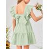 imageImily Bela Girls Square Neck Summer Dress Ruffle Sleeve Aline Swing Casual Party Mini Dresses 514 YearsGreen