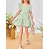 imageImily Bela Girls Square Neck Summer Dress Ruffle Sleeve Aline Swing Casual Party Mini Dresses 514 YearsGreen