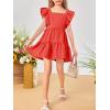 imageImily Bela Girls Square Neck Summer Dress Ruffle Sleeve Aline Swing Casual Party Mini Dresses 514 YearsOrange