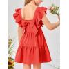 imageImily Bela Girls Square Neck Summer Dress Ruffle Sleeve Aline Swing Casual Party Mini Dresses 514 YearsOrange