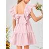 imageImily Bela Girls Square Neck Summer Dress Ruffle Sleeve Aline Swing Casual Party Mini Dresses 514 YearsPink