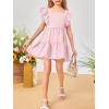 imageImily Bela Girls Square Neck Summer Dress Ruffle Sleeve Aline Swing Casual Party Mini Dresses 514 YearsPink