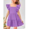 imageImily Bela Girls Square Neck Summer Dress Ruffle Sleeve Aline Swing Casual Party Mini Dresses 514 YearsPurple