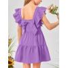 imageImily Bela Girls Square Neck Summer Dress Ruffle Sleeve Aline Swing Casual Party Mini Dresses 514 YearsPurple