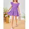 imageImily Bela Girls Square Neck Summer Dress Ruffle Sleeve Aline Swing Casual Party Mini Dresses 514 YearsPurple