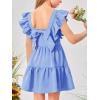 imageImily Bela Girls Square Neck Summer Dress Ruffle Sleeve Aline Swing Casual Party Mini Dresses 514 YearsSky Blue