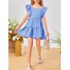imageImily Bela Girls Square Neck Summer Dress Ruffle Sleeve Aline Swing Casual Party Mini Dresses 514 YearsSky Blue