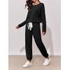 imageImily Bela Womens 2 Piece Jogger Sets Loungewear Outfits Long Sleeve Drawstring Tops Elastic Waist Pants Lounge Set TracksuitBlack
