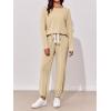 imageImily Bela Womens 2 Piece Jogger Sets Loungewear Outfits Long Sleeve Drawstring Tops Elastic Waist Pants Lounge Set TracksuitKhaki