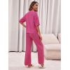 imageImily Bela Womens 2 Piece Outfits Hollow Out Knit Half Sleeve Cardigan Wide Leg Pants Lounge Matching Sweater Sets