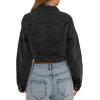 imageImily Bela Womens Cropped Denim Jacket Long Sleeve Button Down Washed Jean Jacket Coat with Pockets