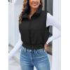imageImily Bela Womens Cropped Puffer Vest Stand Collar Sleeveless Zip Up Padded GiletBlack