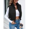 imageImily Bela Womens Cropped Puffer Vest Stand Collar Sleeveless Zip Up Padded GiletBlack