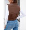 imageImily Bela Womens Cropped Puffer Vest Stand Collar Sleeveless Zip Up Padded GiletCoffee