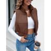imageImily Bela Womens Cropped Puffer Vest Stand Collar Sleeveless Zip Up Padded GiletCoffee