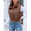 imageImily Bela Womens Cropped Puffer Vest Stand Collar Sleeveless Zip Up Padded GiletCoffee