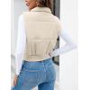 imageImily Bela Womens Cropped Puffer Vest Stand Collar Sleeveless Zip Up Padded GiletCreamywhite