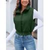 imageImily Bela Womens Cropped Puffer Vest Stand Collar Sleeveless Zip Up Padded GiletDark Green