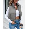 imageImily Bela Womens Cropped Puffer Vest Stand Collar Sleeveless Zip Up Padded GiletGrey