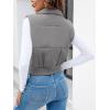 imageImily Bela Womens Cropped Puffer Vest Stand Collar Sleeveless Zip Up Padded GiletGrey