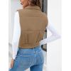 imageImily Bela Womens Cropped Puffer Vest Stand Collar Sleeveless Zip Up Padded GiletKhaki
