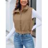 imageImily Bela Womens Cropped Puffer Vest Stand Collar Sleeveless Zip Up Padded GiletKhaki