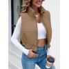 imageImily Bela Womens Cropped Puffer Vest Stand Collar Sleeveless Zip Up Padded GiletKhaki