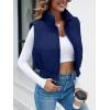 imageImily Bela Womens Cropped Puffer Vest Stand Collar Sleeveless Zip Up Padded GiletNavy