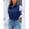 imageImily Bela Womens Cropped Puffer Vest Stand Collar Sleeveless Zip Up Padded GiletNavy