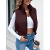 imageImily Bela Womens Cropped Puffer Vest Stand Collar Sleeveless Zip Up Padded GiletRedbrown