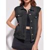 imageImily Bela Womens Denim Vest Classic Button Down Sleeveless Jean Jackets Cropped Distressed VestBlack