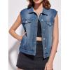 imageImily Bela Womens Denim Vest Classic Button Down Sleeveless Jean Jackets Cropped Distressed VestBlue