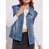 imageImily Bela Womens Denim Vest Classic Button Down Sleeveless Jean Jackets Cropped Distressed VestBlue